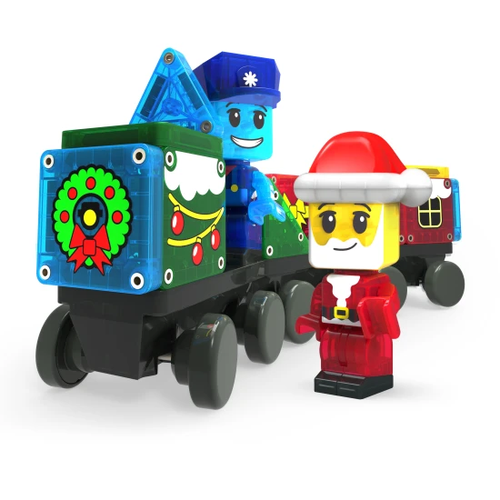 MAGNA-TILES Adventskalender – 34 Teile mit weihnachtlichen Motiven, Figuren und Mikro-Chassis