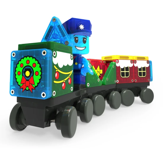 MAGNA-TILES Adventskalender – 34 Teile mit weihnachtlichen Motiven, Figuren und Mikro-Chassis