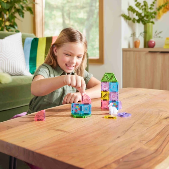 MAGNA-TILES microMAGS Spring Garden 24-teiliges magnetisches Bauset, perfekt für unterwegs