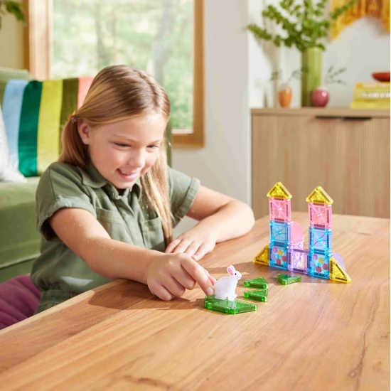 MAGNA-TILES microMAGS Spring Garden 24-teiliges magnetisches Bauset, perfekt für unterwegs