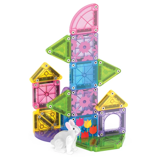 MAGNA-TILES microMAGS Spring Garden 24-teiliges magnetisches Bauset, perfekt für unterwegs