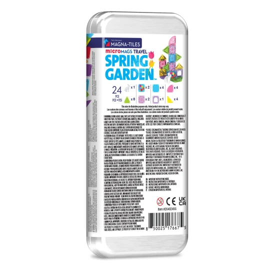 MAGNA-TILES microMAGS Spring Garden 24-teiliges magnetisches Bauset, perfekt für unterwegs