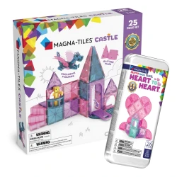 MAGNA-TILES Magnetic Building Set Castle and microMAGS Travel Set Heart to Heart