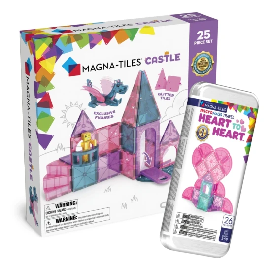 MAGNA-TILES Castle und microMAGS Heart to Heart magnetische Bausteine
