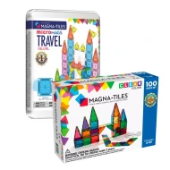 MAGNA-TILES Magnetisches Bauset 100 Teile und microMAGS Travel Set Deluxe 55 Teile