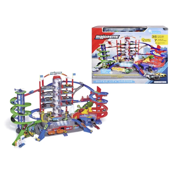 Super City Garage mit 6 Fahrzeugen und Zug – Majorette MJ2009001