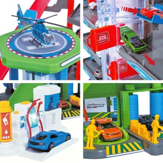 Super City Garage mit 6 Fahrzeugen und Zug – Majorette MJ2009001