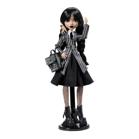 Monster High Wednesday Addams – gotische Modepuppe mit schwarzen Zopfen und Schuluniform