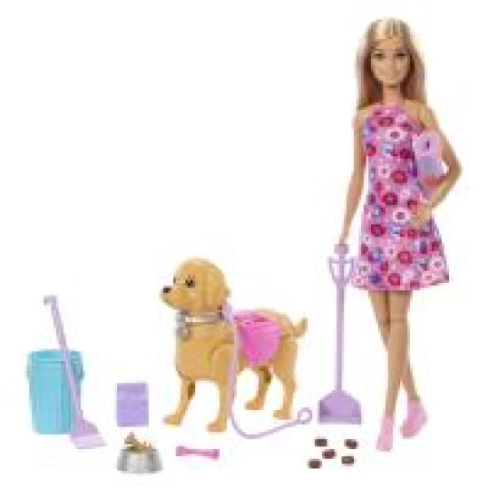 Barbie Puppe mit Hündchen beim Spaziergang Barbie Puppe mit Hündchen beim Spaziergang
