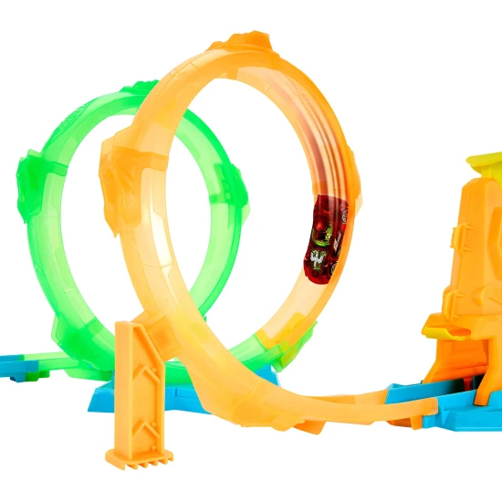 Hot Wheels Neon Speeder Doppel Loop Rennbahn Mattel Hot Wheels Neon Speeder Doppel Loop Rennbahn 25JMG49