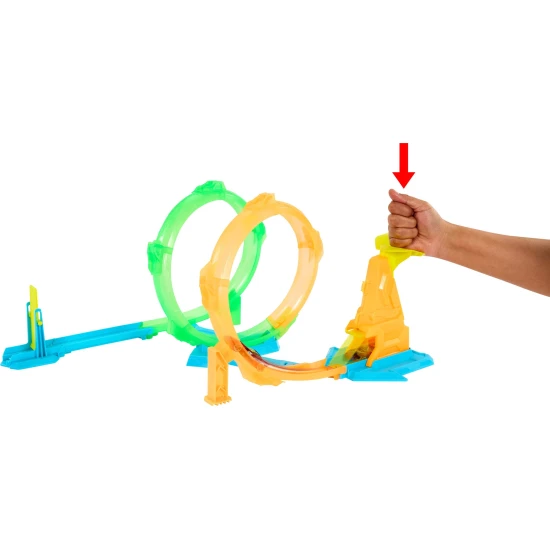 Hot Wheels Neon Speeder Doppel Loop Rennbahn Mattel Hot Wheels Neon Speeder Doppel Loop Rennbahn 25JMG49