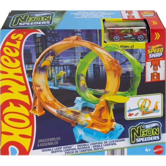 Hot Wheels Neon Speeder Doppel Loop Rennbahn Mattel Hot Wheels Neon Speeder Doppel Loop Rennbahn 25JMG49