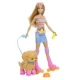 Barbie Puppe mit Hund auf Rollschuhen blond Barbie Puppe mit Hund auf Rollschuhen blond