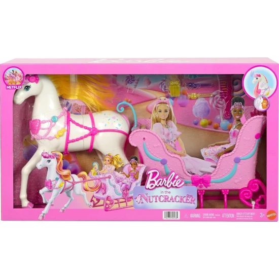 Mattel Barbie Nussknacker Schlitten mit Pferd 25JNH63