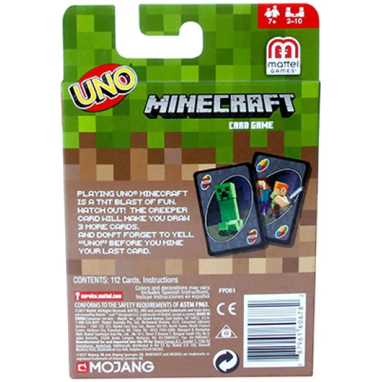UNO™ Minecraft Kartenspiel mit Minecraft-Charakteren und Aktionskarten, inklusive Creeper