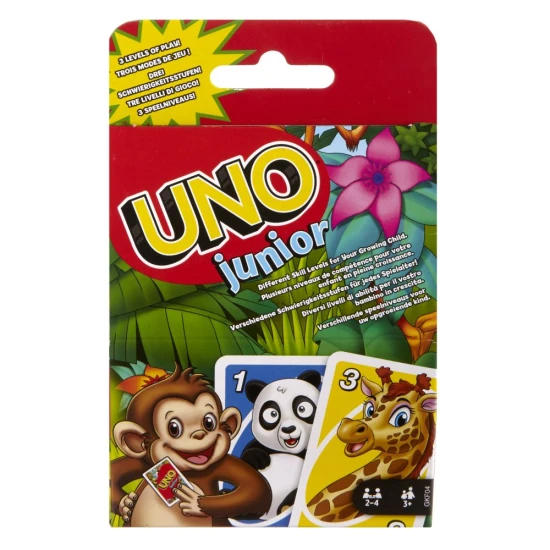 UNO Junior Tiere – Ein vereinfachtes Kartenspiel für Kinder mit niedlichen Tieren und drei Schwierigkeitsstufen