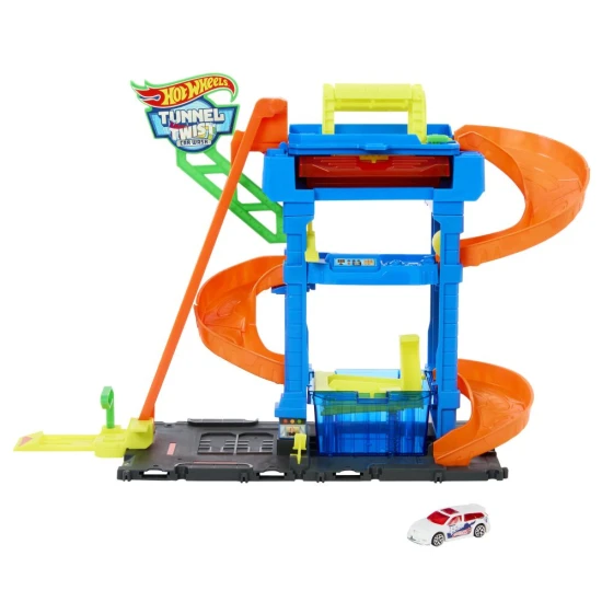 Hot Wheels City Color Shifters Autowaschanlage mit drehbarem Tunnel und Farbwechsel