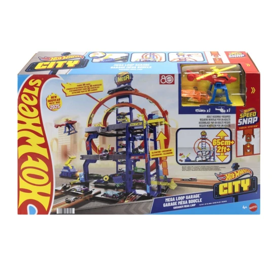 Hot Wheels City Maxi Garage mit drei Etagen, Abwurfmechanismus und funktionierender Waschanlage