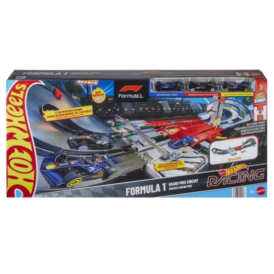 Hot Wheels Racing Formel 1 Grand Prix Bahn mit drei Metall-F1-Modellen