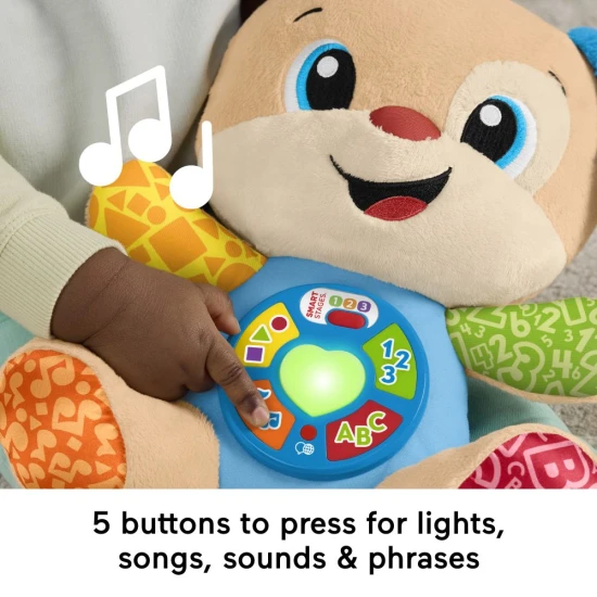 Sprechender Hund Smart Stages Fisher-Price – interaktives Plueschspielzeug fuer Babys mit Musik, Lichtern und Lernfunktionen