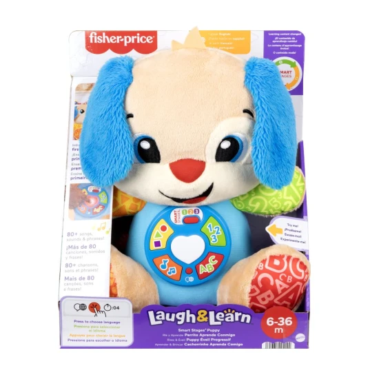 Sprechender Hund Smart Stages Fisher-Price – interaktives Plueschspielzeug fuer Babys mit Musik, Lichtern und Lernfunktionen
