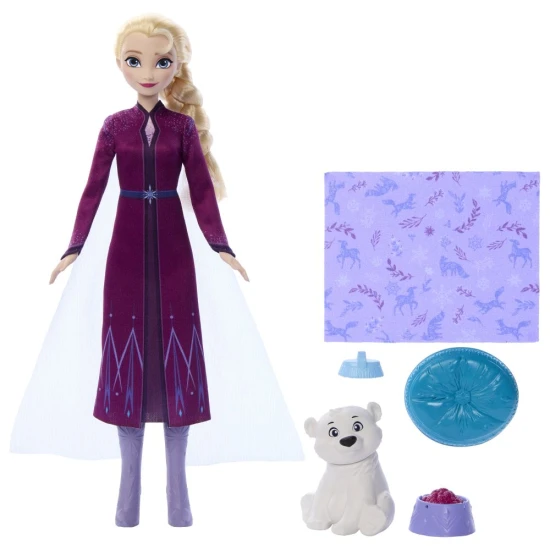 Frozen Puppe Elsa mit Eisbär und Spielzubehör