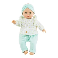 Puppe Baby Sonia in grün-weißer Kleidung 36 cm