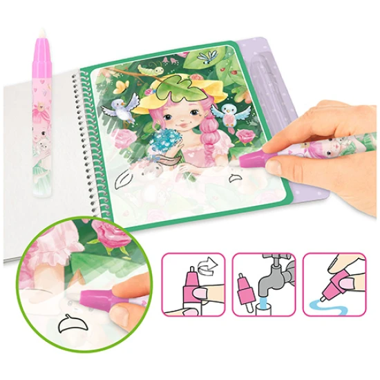 Princess Mimi Zauber-Malbuch mit Wasser mit 5 Seiten und befüllbarem Stift