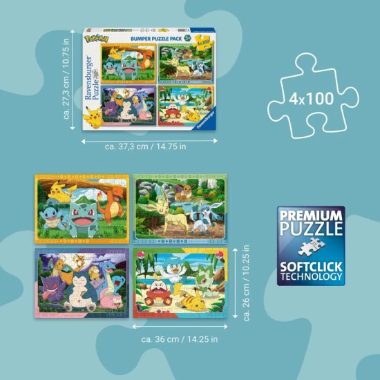 Pokémon 4x100 Teile Puzzle Ravensburger Pokémon 4x100 Teile Puzzle