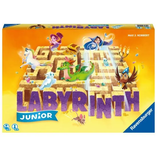 Labyrinth Junior Relaunch-Spiel mit verschiebbaren Korridoren und Wänden.