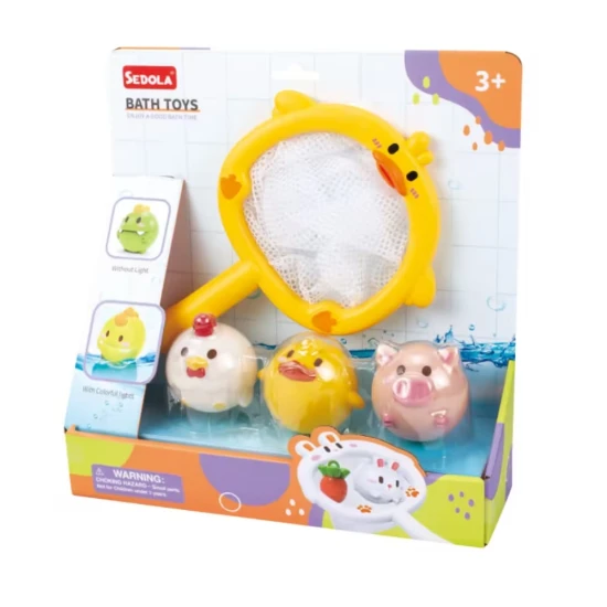 Tauchspielzeug + Kescher Bauernhof - fröhliche Tiere für die Badewanne