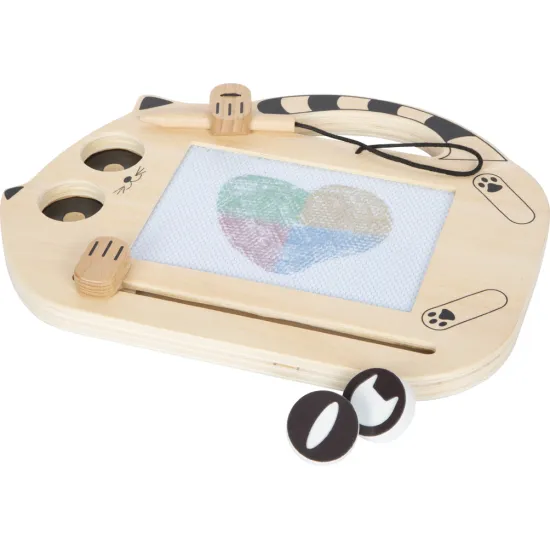 Magnetisches Zeichenbrett in Katzenform mit Stempeln und befestigtem Stift für endlosen Kreativspaß.