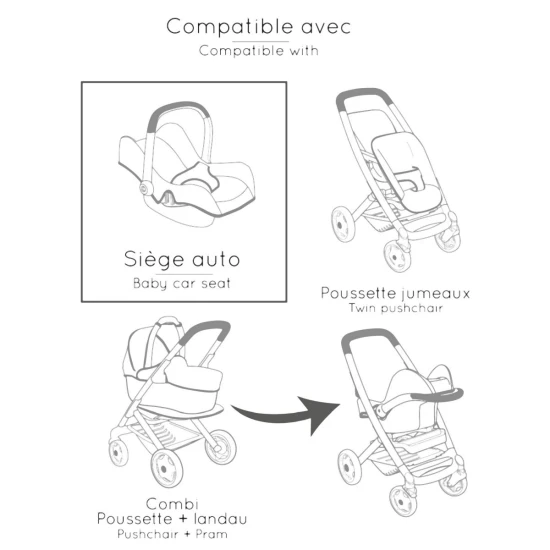 Puppen-Autositz und Hochstuhl 3-in-1 Maxi-Cosi hellrosa – Smoby SM240242