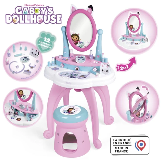 Gabby's Dollhouse Frisiertisch 2-in-1 mit Hocker Gabby's Dollhouse Frisiertisch 2-in-1 mit Hocker – Smoby SM320254