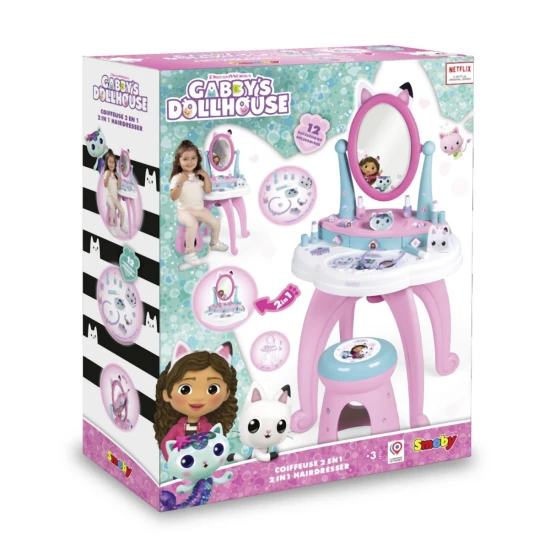 Gabby's Dollhouse Frisiertisch 2-in-1 mit Hocker Gabby's Dollhouse Frisiertisch 2-in-1 mit Hocker – Smoby SM320254