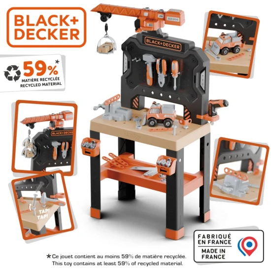 Black+Decker Große Werkbank mit Kran – Smoby SM360741