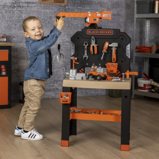 Black+Decker Große Werkbank mit Kran – Smoby SM360741