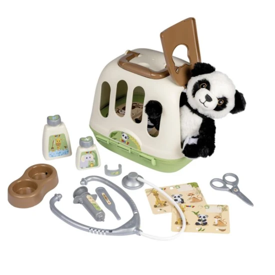 Tierarzt-Set mit Panda und 2-in-1-Transportbox