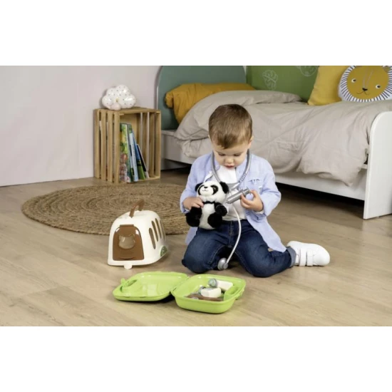 Tierarzt-Set mit Panda und 2-in-1-Transportbox
