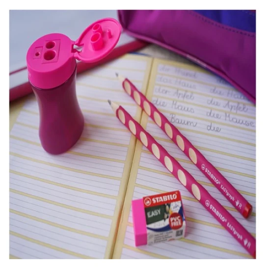 Schul-Set Rosa für Rechtshänder mit Anspitzer und Radiergummi STABILO EASYgraph