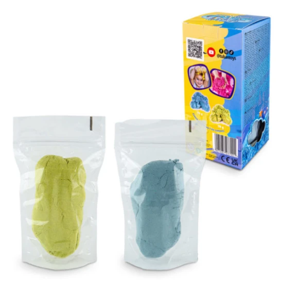 Flauschsand 2 x 70g blau und gelb