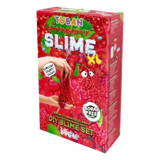 DIY Slime Kit zur Herstellung von Erdbeerschleim für Kinder. XL-Set. Stelle deinen eigenen Schleim her.