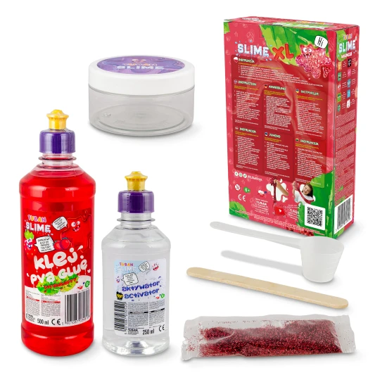 DIY Slime Kit zur Herstellung von Erdbeerschleim für Kinder. XL-Set. Stelle deinen eigenen Schleim her.