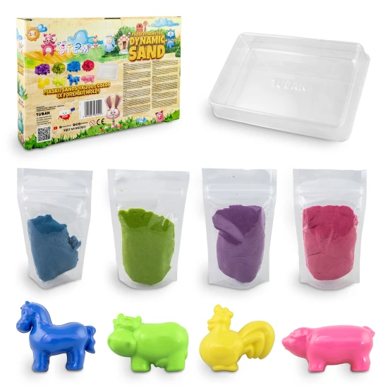 Das Dynamic Sand Farm-Set enthält Sand in 4 Farben.