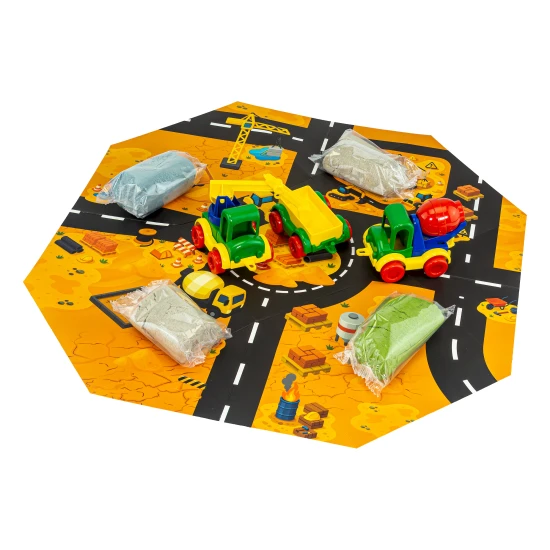 TUBAN Set Dynamischer Sand und Fluffy Sand Baustelle mit Wader Fahrzeugen