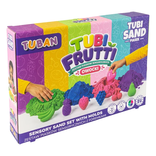 Tubi Frutti Kreativ-Set mit kinetischem Sand und Förmchen Tubi Frutti Kreativ-Set mit kinetischem Sand und Förmchen