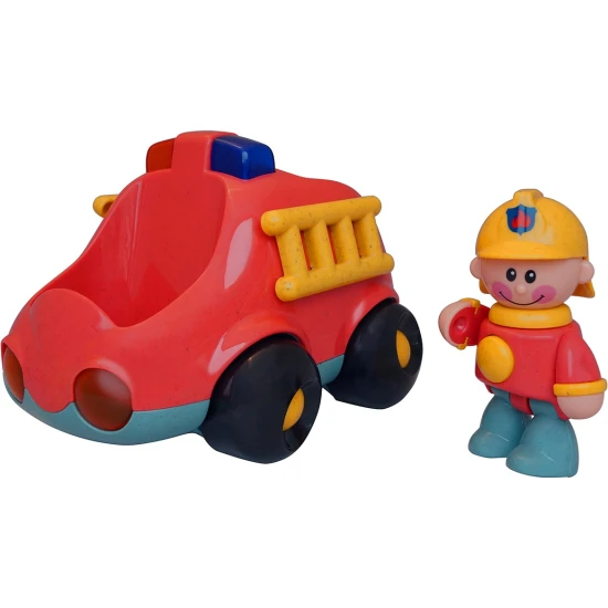 First Friends Feuerwehrauto – Interaktives Spielzeug mit beweglichen Teilen und einem Feuerwehrauto für Kinder