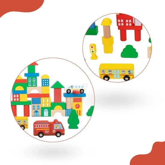 Holzfahrzeug- und Verkehrsschild-Set für Kinder – pädagogischer Baukasten