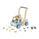 Multifunktionaler Lauflernwagen aus Holz mit Aktivitäten und Werkzeugen von Tooky Toy.