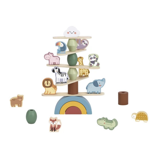 Balance-Spiel aus Holz für Kinder, Tiere, Pastellfarben, Tooky Toy